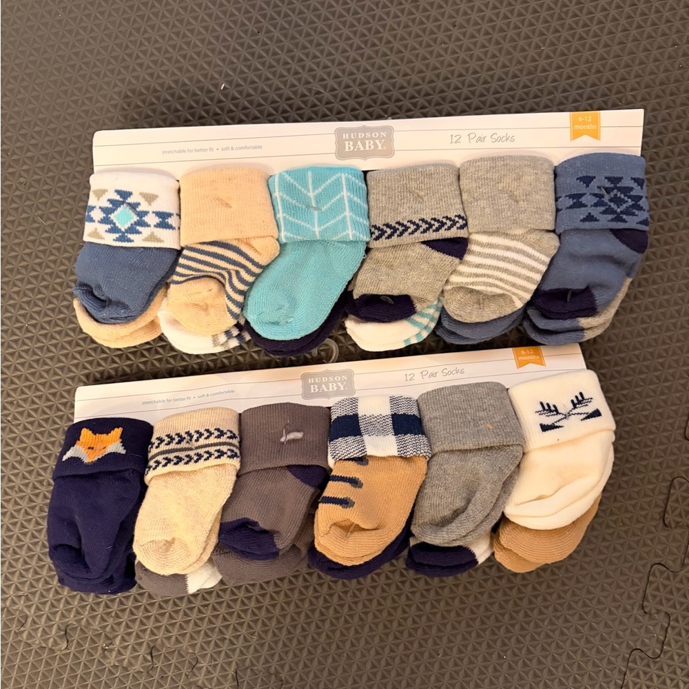 Hudson Baby Blue and Gray Infant Socks Collection